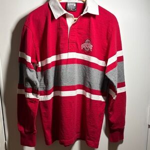 Barbarian Rugby Ohio State Long Sleeve Rugby Shirt Mens L Red Stripe Canada